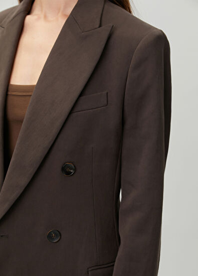 Retori Brown Double-Breasted Linen Jacket - 5