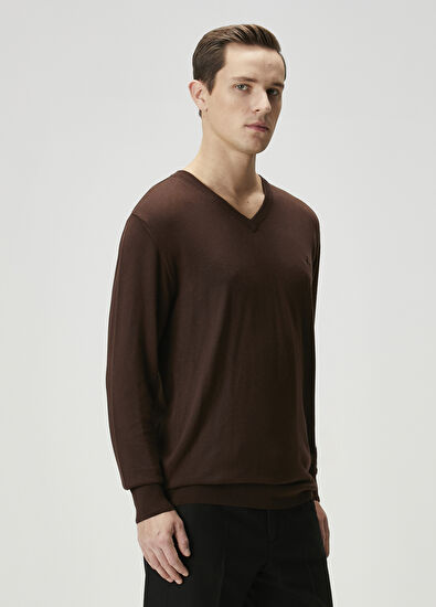 Beymen Club Brown V-Neck Sweater - 3