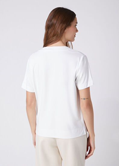 Beymen Club Kırık Beyaz Yanı Yırtmaçlı Basic T-shirt - 5