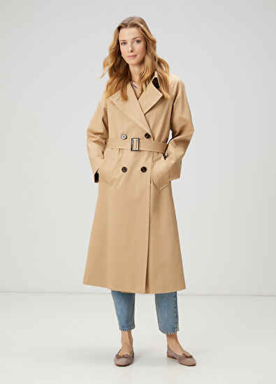 Beymen Club Beige Classic Belted Long Trench Coat - 5