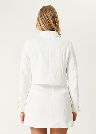 Beymen Club Beyaz Tweed Dokulu Ceket - 6