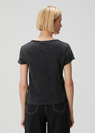 American Vintage Siyah T-shirt - 4