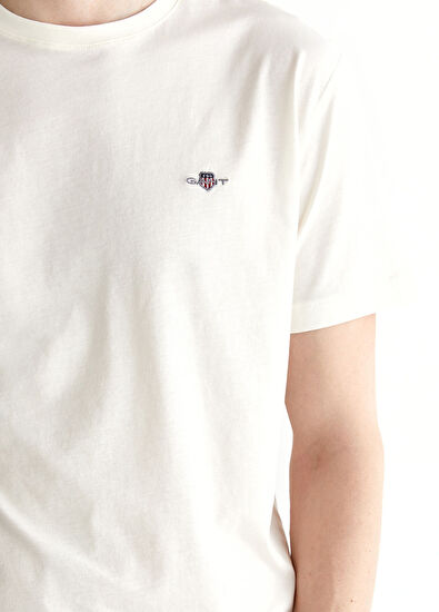 Gant Krem Regular Fit Bisiklet Yaka Kısa Kollu Erkek T-Shirt - 5