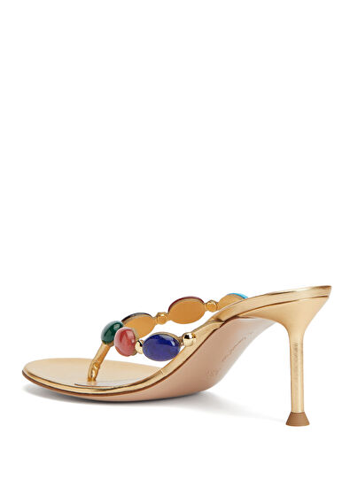 Shanti Thong Gold Deri Topuklu Terlik - Görsel 4