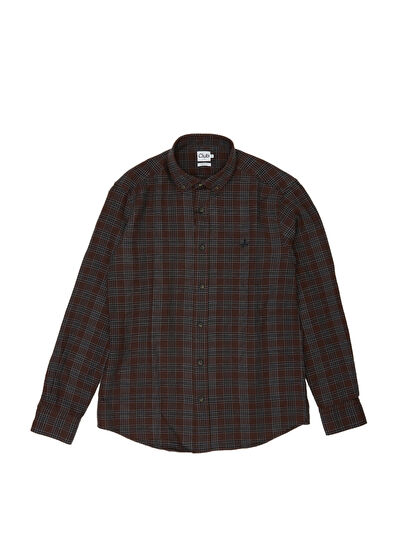 Beymen Club Comfort Fit Brown Honeycomb Plaid Shirt - 5