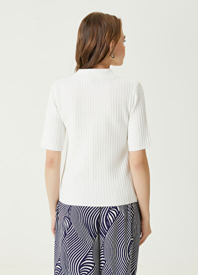 Beymen Club Beyaz Polo Yaka Kazak - 6