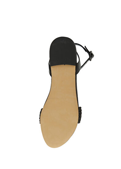 Beymen Club Siyah Örgü Bantlı Kadın Rafya Sandalet - 5