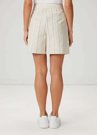 Beymen Club Beige Striped Shorts - 4