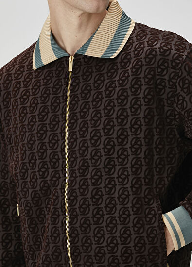 Drôle De Monsieur Koyu Kahverengi Geometrik Desenli Sweatshirt - 5