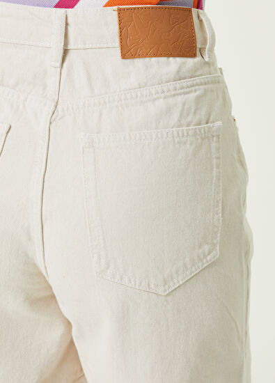 Beymen Club Ekru Yüksek Bel Jean Şort - 5
