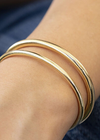 Esnek 14 Ayar Altın Kadın Bileklik - Görsel 6