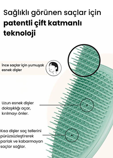 Tangle Teezer Wet Detangler Fine & Fragile Dark Teal Saç Fırçası - 5