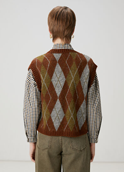 Beymen Club Brown Patterned Knit Vest - 6
