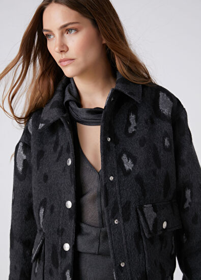 Beymen Club Anthracite Leopard Print Jacket - 4