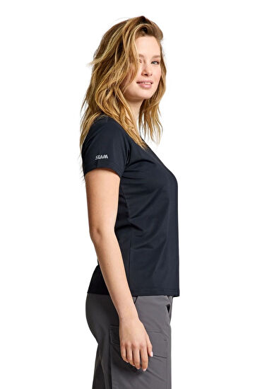 Slam Ws Tech Pique Navy Blue Short Sleeve Women's T-Shirt - 3