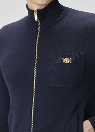 Versace Navy Blue Knit Cardigan - 5