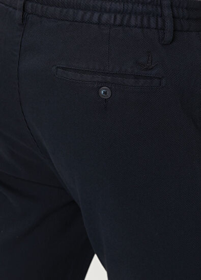 Beymen Club Cord Waist Navy Blue Diagonal Texture Trousers - 5