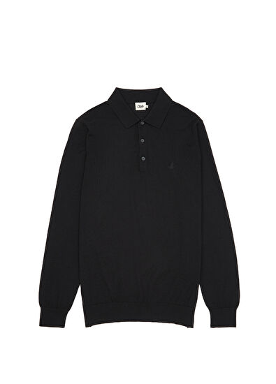 Beymen Club Siyah Polo Yaka Kaz Logolu Yün Triko - 7