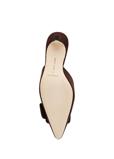 Maysale Koyu Kahverengi Kadın Süet Terlik - Görsel 6