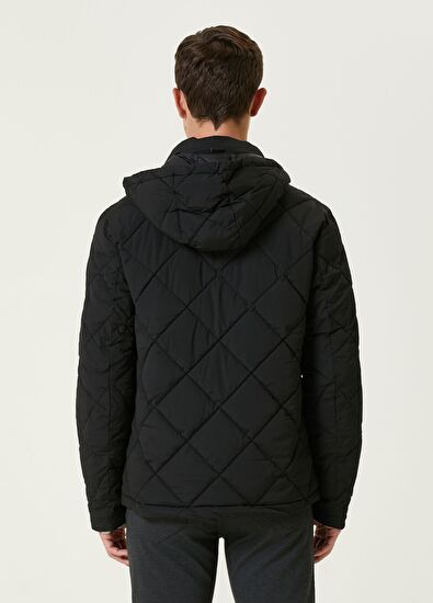 Beymen Club Siyah Kapüşonlu Kapitone Dikişli Mont - 5