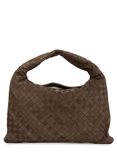 Hop Medium Koyu Kahverengi Kadın Süet Çanta - Görsel 5