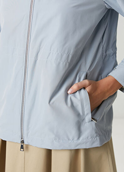 Enette Mavi Kapüşonlu Kısa Parka - Görsel 8