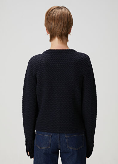 Beymen Club Navy Blue Wool Knit Jacket - 4