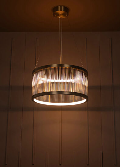 Heka Nablus Antique Smoked Transparent Glass Pendant Chandelier with Rod - 6