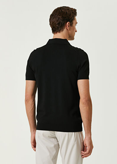 Beymen Club Siyah Polo Yaka Logolu Kısa Kollu Triko - 5