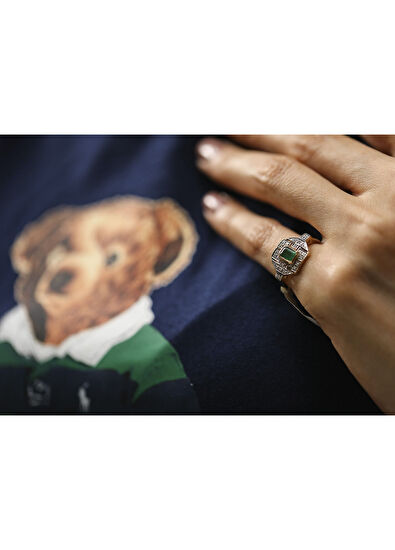 Reis Kuyumculuk Arte Zümrüt Pırlanta Taşlı 14 Ayar Pembe Altın Kadın Yüzük - 6