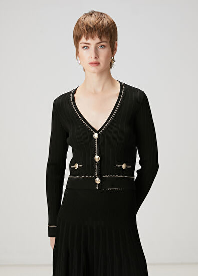 Beymen Club Black Textured Cardigan - 3