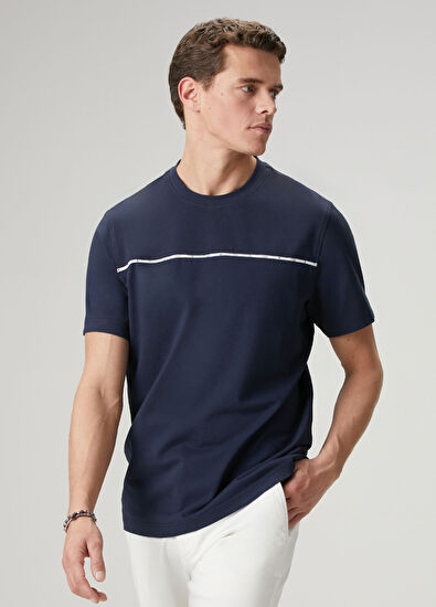 Beymen Club Navy Blue Relax Fit Pie Detail Pie T-Shirt - 5