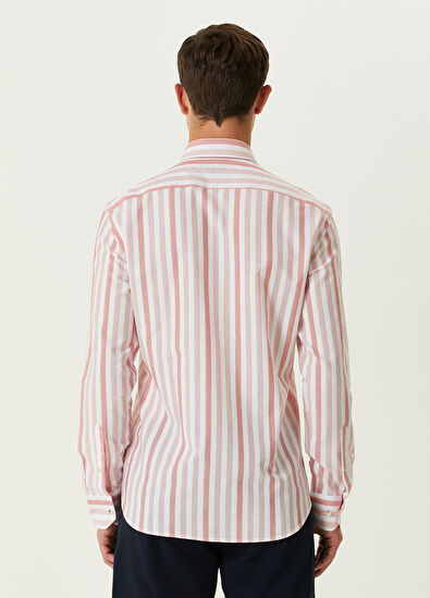 Beymen Club Slim Fit Brick Striped Organic Cotton Shirt - 5