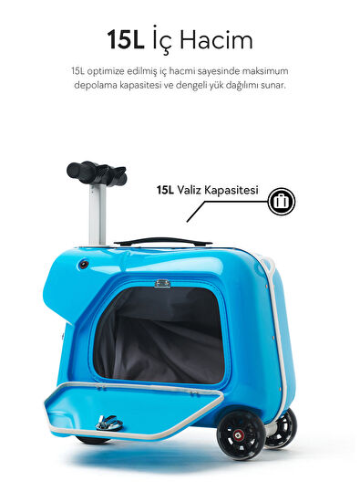 Airwheel SQ3 Blue Cabin Size Electric Rideable Scooter Suitcase For Kids - 5