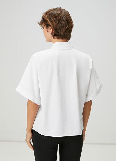 Beymen Club Beyaz Taş İşlemeli Gömlek - 4