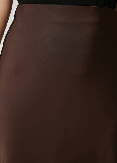 Beymen Club Brown Long Satin Evaze Skirt - 5