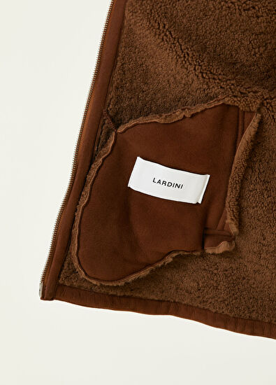 Lardini Taba Kapüşonlu Deri Mont - 7