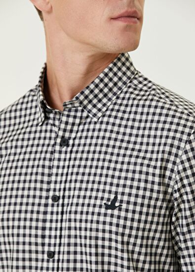 Beymen Club Slim Fit Mini Plaid Patterned Organic Cotton Shirt - 6