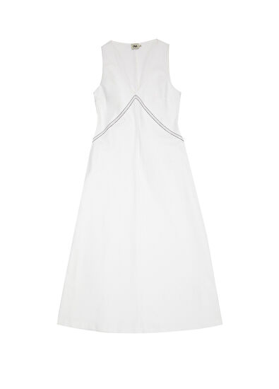 Beymen Club Kırık Beyaz Evaze Midi Elbise - 7