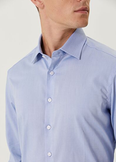 Beymen Club Comfort Fit Mavi Non-iron Oxford Gömlek - 6