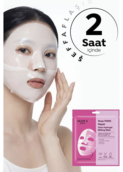 Dermal Seoul Face Rose PDRN Repair Glow Radiant Melting Hydrogel Hydrogel 5-Pack Paper Face Mask 34 gr - 5