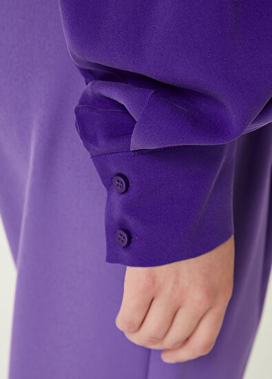 Beymen Club Mor Kaçık Yaka Twill İpek Gömlek - 5