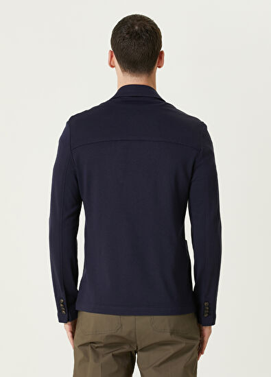 Pal Zileri Navy Blue Knit Jacket - 4