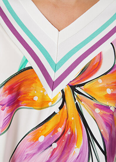 Beymen Club Kırık Beyaz Lilyum Desenli Kazak - 5