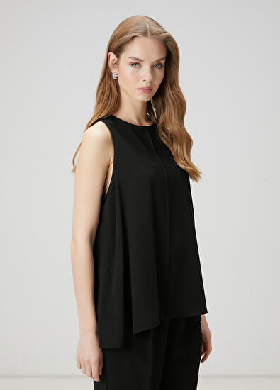 Beymen Club Siyah Dökümlü Krep Bluz - 3