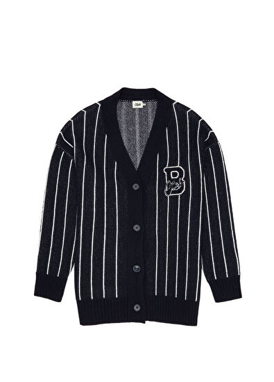 Beymen Club Lacivert Çizgili Yün Hırka - 7