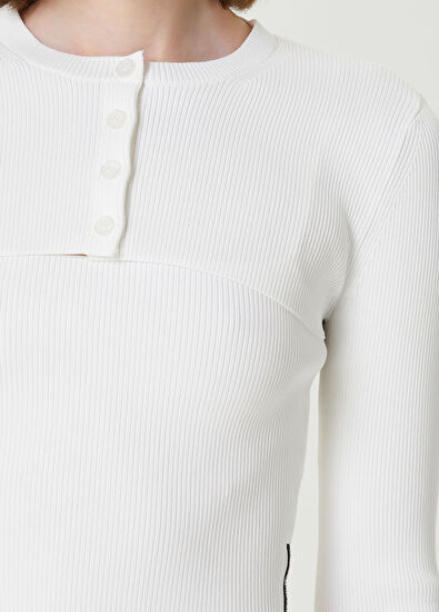 Alexander Wang Beyaz Kesim Detaylı Crop Triko - 4