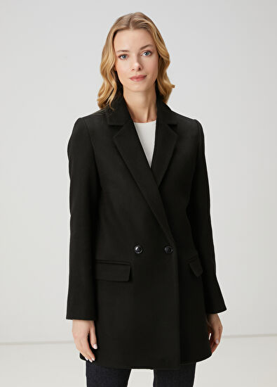 Beymen Club Black Double-Breasted Coat - 3