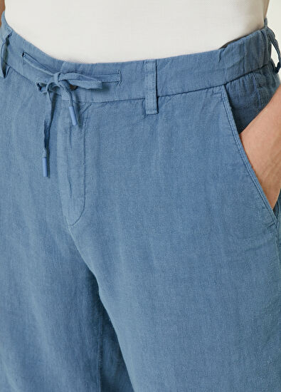 Beymen Club Regular Fit Mavi Keten Şort - 4