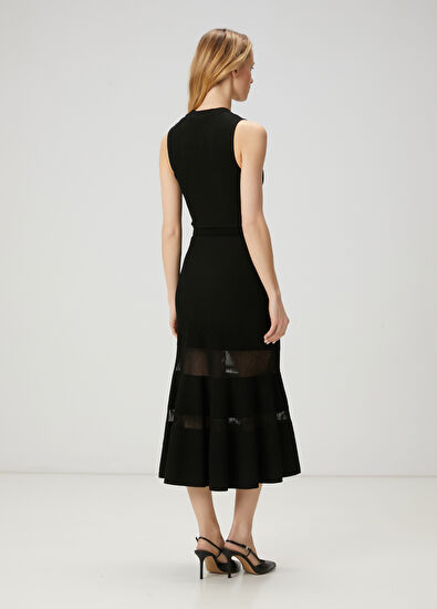 Beymen Club Siyah Midi Triko Elbise - 5